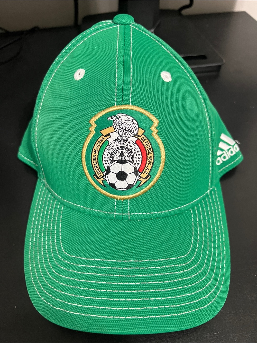 Adidas Green Mexico Soccer Crest Cap with White Stitching
